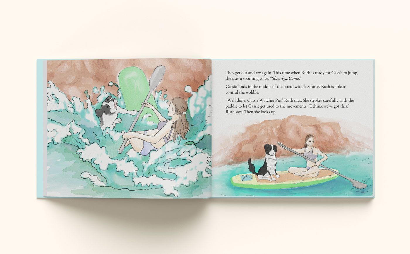 A spread from The Paddleboard Dog