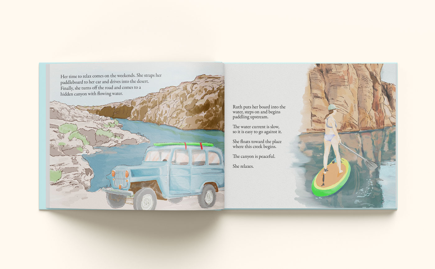 A spread from The Paddleboard Dog
